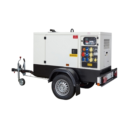 Hoofdafbeelding van Generator op aanhanger 20 kVA diesel HVO geluidgedempt